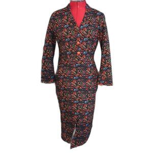 NWT Cyanine Sea Dress Women’s Size Small Multi-Colored Long Sleeve MIDI Length